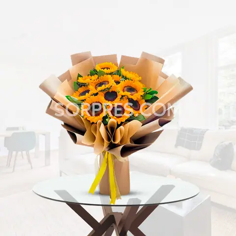Ramo de girasoles con papel kraft – flores en Cusco