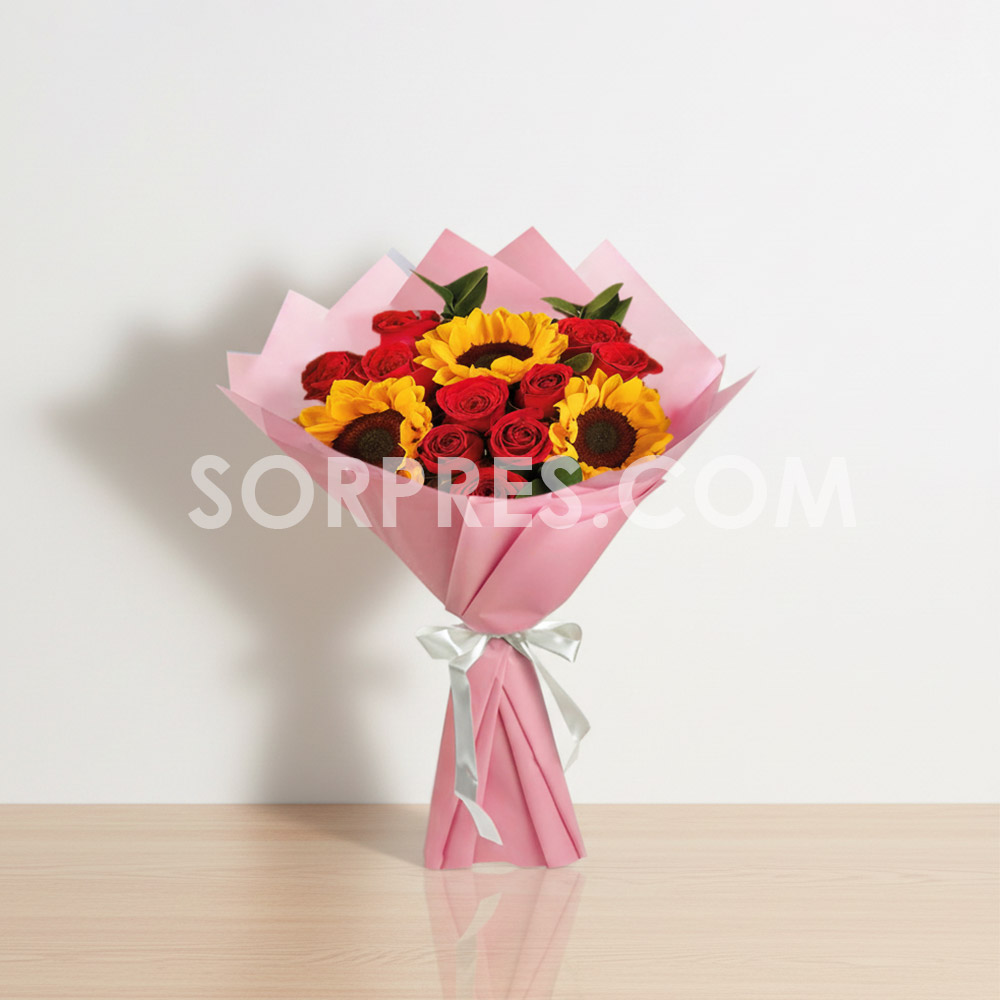 Ramo de rosas y girasoles – flores en Cusco